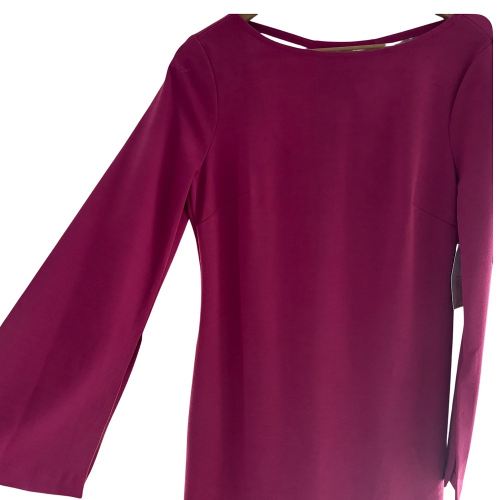Donna Morgan Racerback Cut Out Long Sleeve Shift Dress | Stretch Crepe | Size 8 - Picture 3 of 8